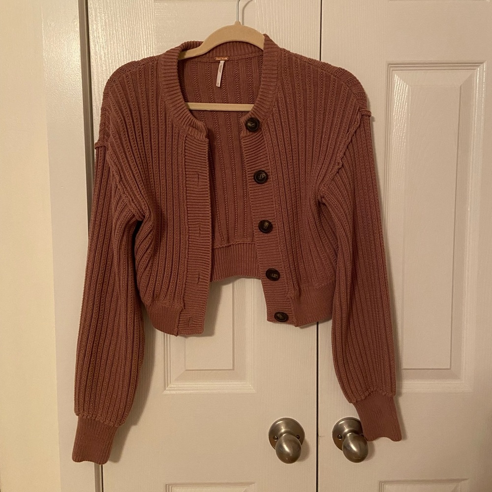 Free People crop cardigan mauve